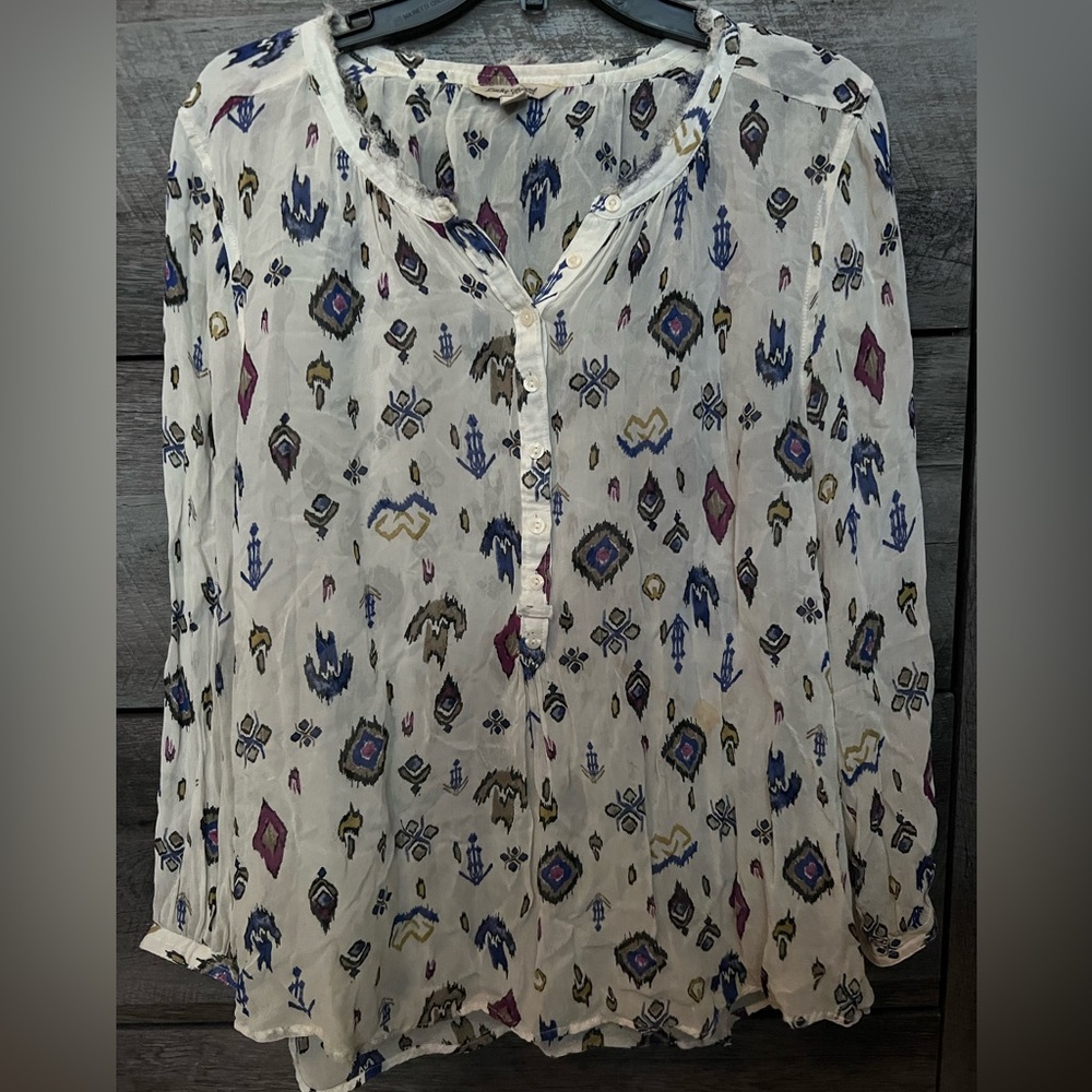 Lucky Brand sheer flowy long sleeve top